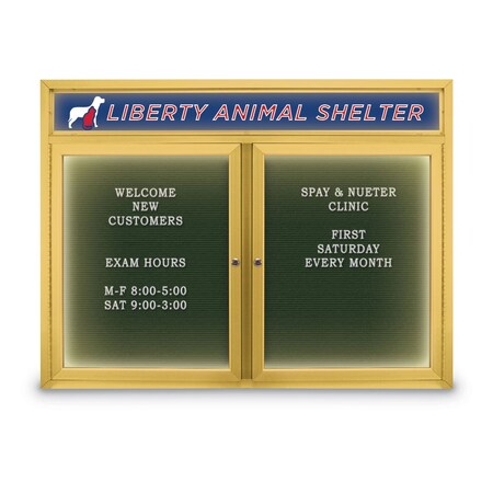 United Visual Products Indoor Enclosed Combo Board, 42"x32", Gold Frame/Burgundy & Blue Spruce UVCB4232G-BURGUN-BLSPRU